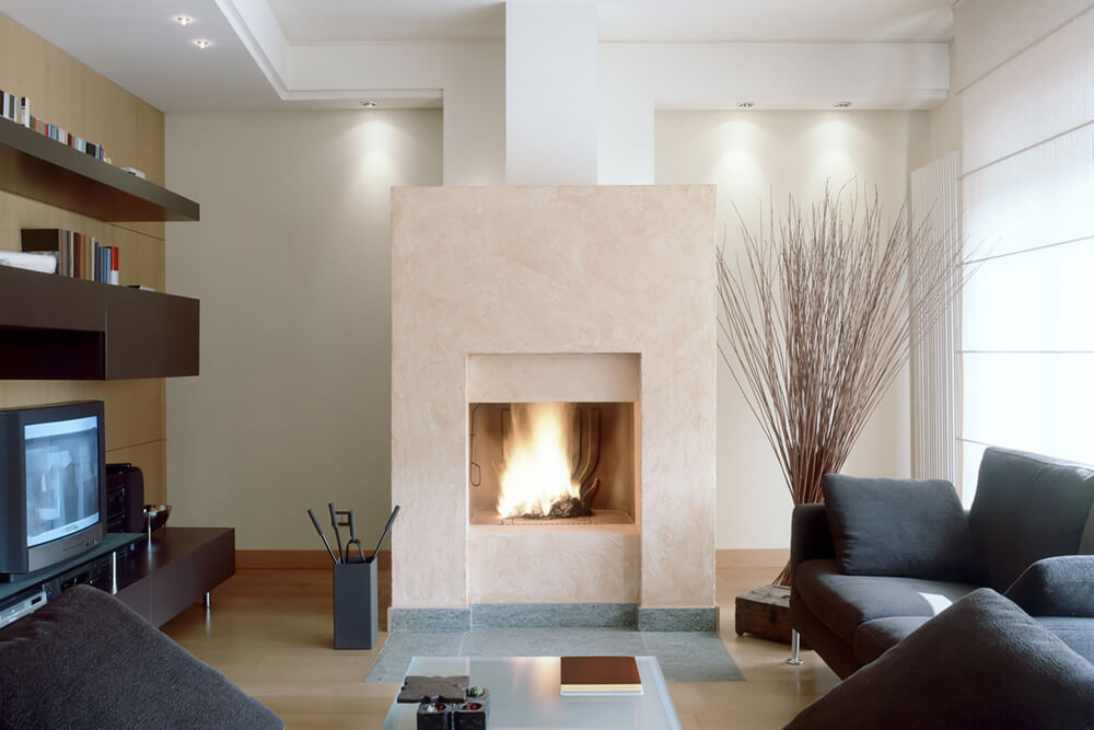 fireplace in modern living room